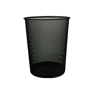 Deluxe Metal Mesh Waste Basket, Round, Assorted Sizes, Black