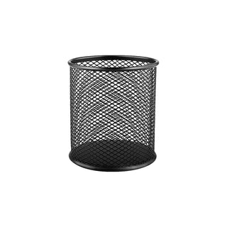 Deluxe Metal Mesh Pen Holder, Round, Black