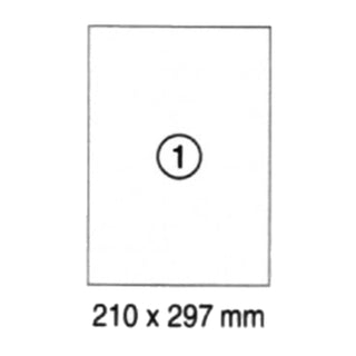 xel-lent 1 label/sheet, straight corners, A4 210 x 297 mm, 100 sheets/pack, White