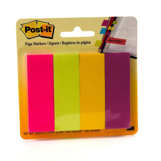 3M POST-IT PAGE MARKERS 671-4AU – ASSORTED COLORS (22.2MM × 73MM)