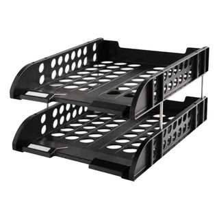 deli 2 Tier Plastic Document Tray Black - 9216BK