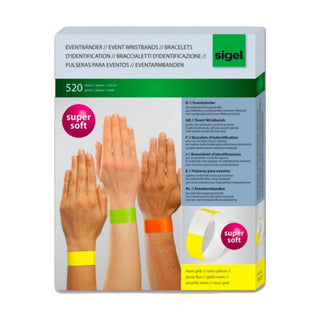 Sigel Event Wristbands Super Soft, adhesive seal, printable, Neon Yellow
