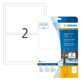Herma Weatherproof Polyester Film, Hard-wearing Label, 190 x 135 mm, 50/pack, White