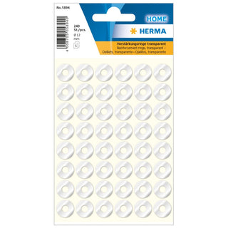Herma Self Adhesive Reinforcement Rings, 12mm Diameter, 240/pack, Transparent