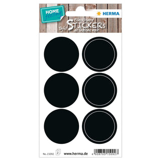 Herma Home Blackboard Sticker, Round Labels, 12/pack, Black