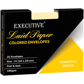 FIS Executive Laid Bond Paper Envelopes C4 Peel & Seal, 100gsm, 25/pack, Cream
