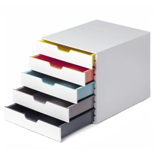 Durable Varicolor  MIX 5 - File Cabinet with 5 Colourful Drawers, White/Light Grey