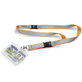 Durable Reflective Textile Lanyard 20 mm, Orange/Silver