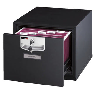 Sentry U2101 Fire-Resistant Stackable Filing Cabinet, Key Lock, Black