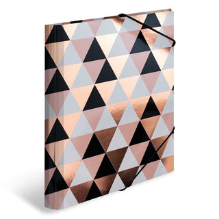 Herma SPARKLING TRIANGLE Folder A4 with elastic fastener, Black/White/Rose Gold