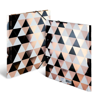 Herma SPARKLING TRIANGLE Folder A4 with elastic fastener, Black/White/Rose Gold
