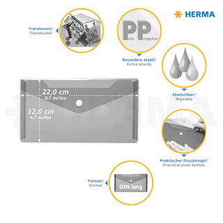 Herma Document Bag DIN long, PP, Assorted Colors