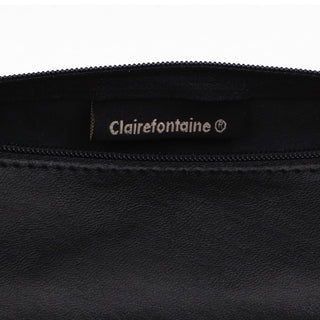 Clairefontaine Leather Round Pencil Case, Black