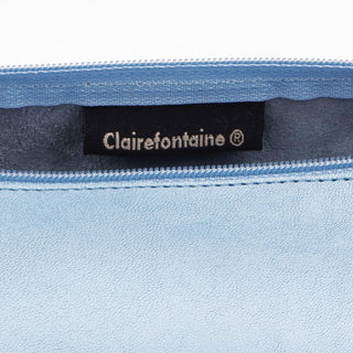 Clairefontaine Leather Round Pencil Case, Sky Blue