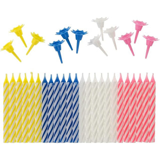 HAPPY BIRTHDAY Cake Candles, 24/pack, Assorted Colors