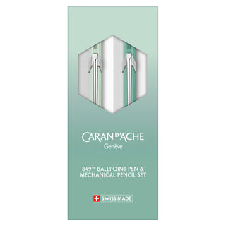 CARAN d'ACHE 849 Ballpoint Pen & Mechanical Pencil Metal, Misty Forest Set - Special Edition
