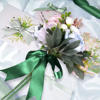 Double Faced Satin Ribbon broad, 25.4mmx22.86meters, Assorted Green Colors