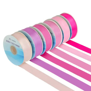 Double Faced Satin Ribbon broad, 25.4mmx22.86meters, Assorted Pink Colors