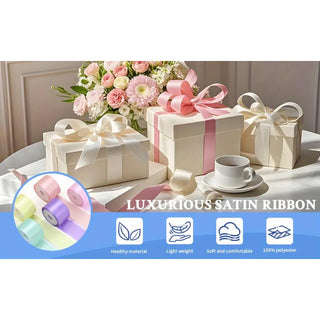 Satin Ribbon broad, 25mmx4.57meters, Assorted Colors