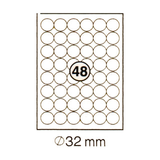 xel-lent  48 labels/sheet, round, diameter 32mm, 100sheets/pack, White