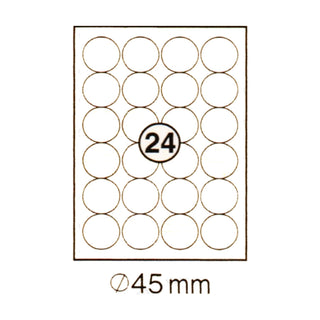 xel-lent  24 labels/sheet, round, diameter 45 mm, 100sheets/pack, White