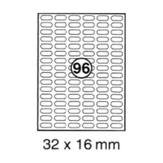 xel-lent 96 labels/sheet, rounded corners, 32 x 16 mm, 100sheets/pack, White