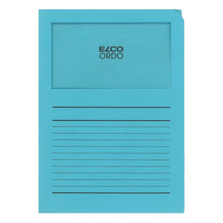 Elco Ordo Classico, L Paper Folder with Window, 5/pack, Blue