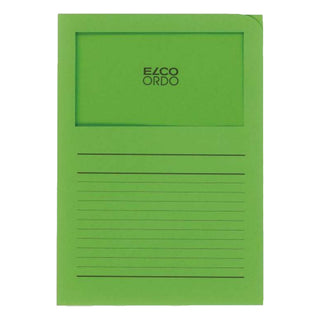 Elco Ordo Classico, L Paper Folder with Window, 5/pack, Green