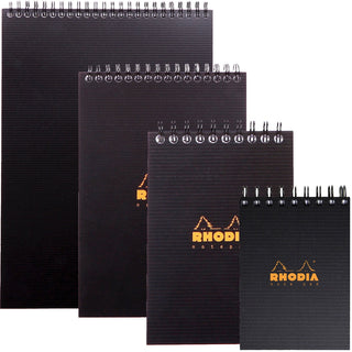 RHODIA Spiral Notepad, Graph Ruled, 80gsm, 80/pages, Black, Assorted Sizes