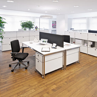 System4 Roomdivider with Hatches, 303 x 118 x 40 cm, White